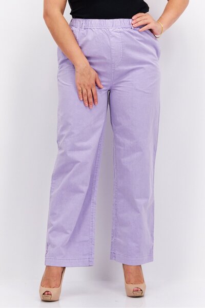 X-Girl Women Regular Fit Plain Wide Leg Pants, Purple