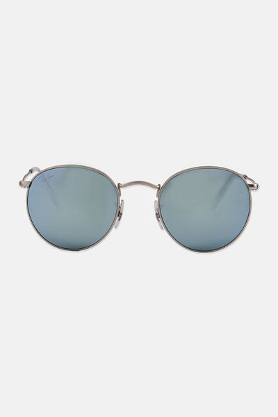 Ray-Ban نظارة شمسية راي بان مان دائرية معدنية - Rb 3447 - مقاس العدسة: 50 مم - فضي غير لامع