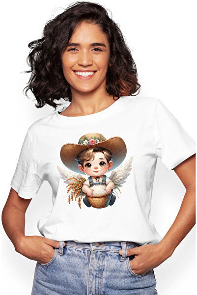 StoryGift Romania Tricou Femei cu un bebelus care tine o tarna/un cos cu orez...