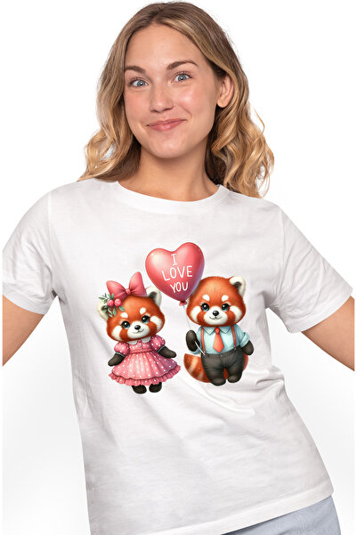 StoryGift Romania Tricou Femei cu o ursoaica si un urs, ilustratie, Panda Ros...