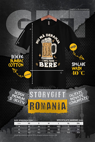 StoryGift Romania Women's T-shirt Don't disturb me, it's time for a relaxing beer with print on the front, 1 BLK_XL