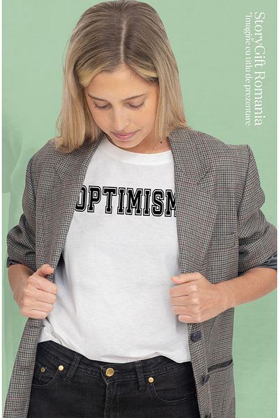 StoryGift Romania Tricou Femei Optimism, Mesaj Motivational, Text Inspirational, Self Care, Cu Im Wht_l
