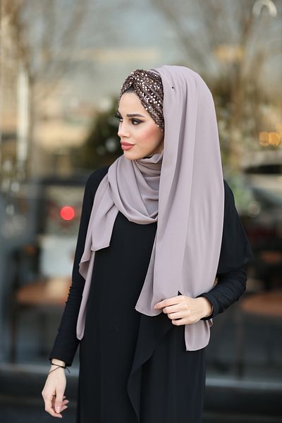 Differenza Knot Luxury Sequined Crepe Shawl - Mink