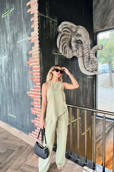 Güneş Asymmetric Cut Linen Palazzo Set