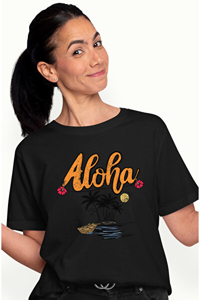 StoryGift Romania Tricou Femei cu mesajul "Aloha", vara, vacanta, relaxare, c...