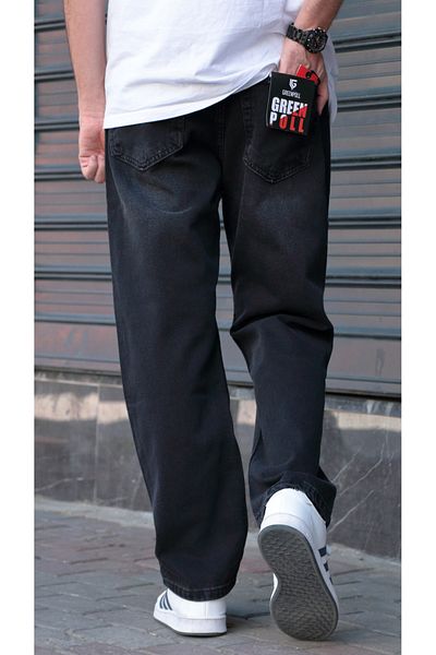GREENPOLL Men's Baggy Loose Cut Pants Washed Stylish and Modern