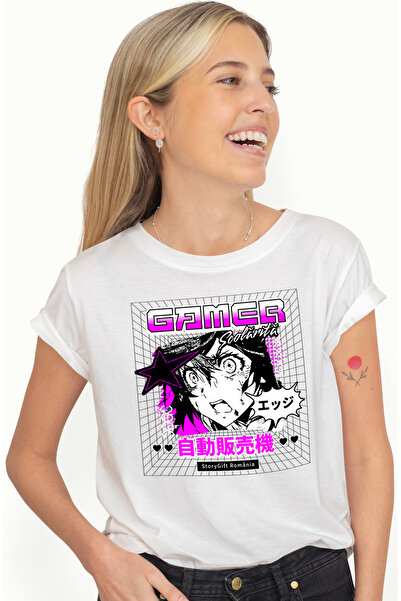 StoryGift Romania Tricou Femei fata stil anime jocuri video Gamer scolarita c...
