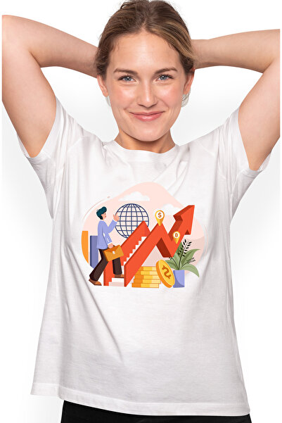 StoryGift Romania Tricou Femei Cu Scari, Servieta, Monede, Nori, Multicolor c...