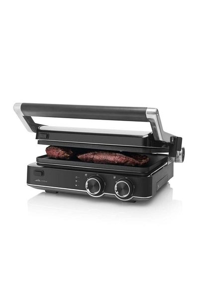 ETA Gratar electric ETA GrilChef 5156, 2000 W, otel inoxidabil, deschidere la 180 de grade, 2 termostate