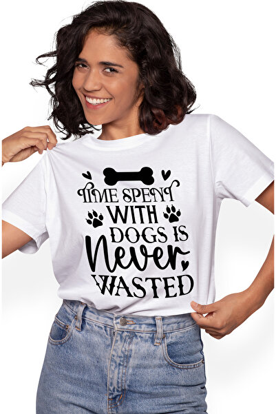 StoryGift Romania Tricou Femei cu mesajul "Time spent with dogs is never wast...