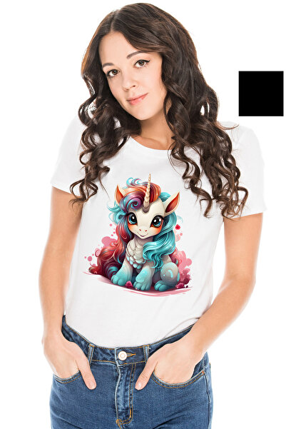 StoryGift Romania Tricou Femei cu un unicorn vesel, ilustratie, pete de culoa...