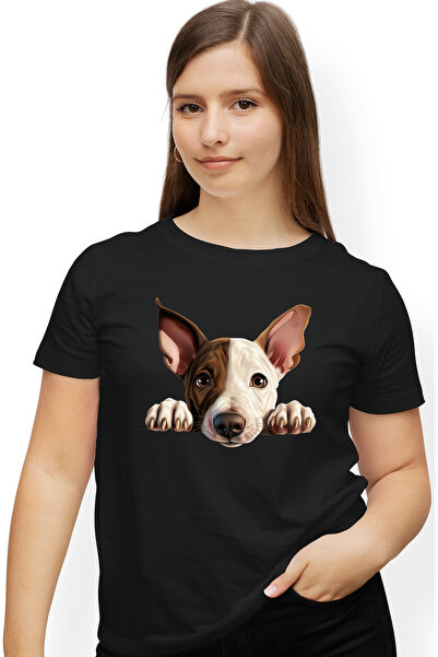 StoryGift Romania Tricou Femei cu un catel surprins, ilustratie, maro si alb,...