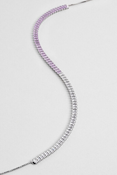 So CHIC... Renkli Baget 18 Ayar Beyaz Altın Kaplama Ayarlanabilir Gümüş Choker Kolye