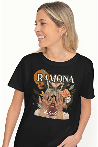StoryGift Romania Tricou Femei Cu Numele Ramona, Colaj Fata, Fluture, Flori, ...