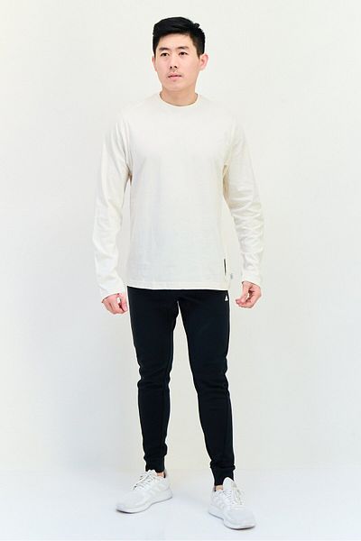 adidas Men Sportswear Fit Long Sleeve Outdoor T Shirt, Off White