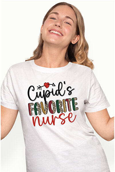 StoryGift Romania Tricou Femei cu mesajul "Cupid's favorite nurse", asistenta...