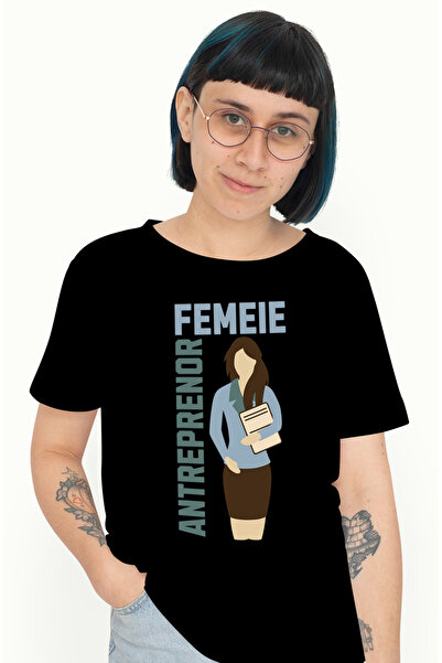 StoryGift Romania Tricou Femei femeie antreprenor sefa, munceste din greu CEO cu imprimeu pe Fata, BLK_S