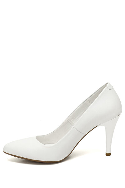 GÖNDERİ(R) Women's White Pointed Toe Thin Heels Genuine Leather Stiletto
