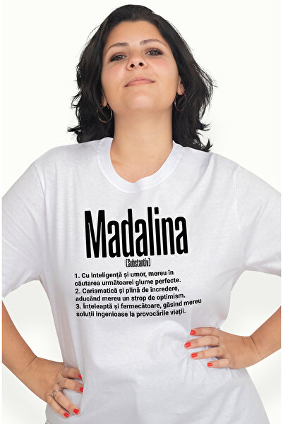 StoryGift Romania Tricou Femei Cu Numele Madalina, si Mesaj Motivational, Glumeata, Carismatica, I WHT_XL