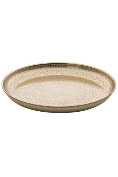 PUFO Tavă metalică elegantă Pufo Golden Vintage pentru servirea deserturilor, prăjiturilor, aperitivelor, 30 cm