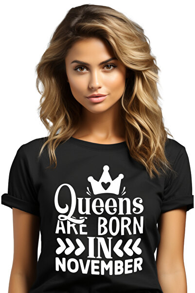 StoryGift Romania Tricou Femei cu mesajul "Reginele sunt nascute in noiembrie...