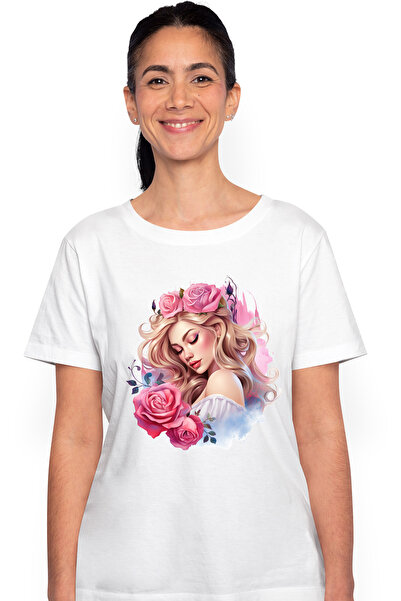 StoryGift Romania Tricou Femei cu o fata frumusica, ilustratie, machiata, blo...