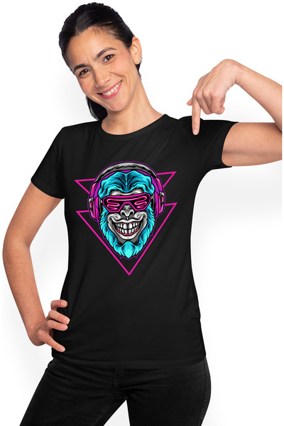 StoryGift Romania Tricou Femei Cu Cap De Gorila, Ochelari, Casti, Geometric, ...