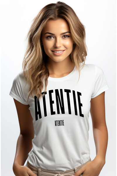 StoryGift Romania Tricou Femei Cuvantul Atentie, Motivational, Self Help, Int...