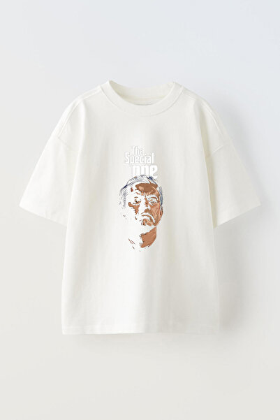 Anetos Jose Mourinho The Special Ön cu imprimeu Cotton White supradimensionat...