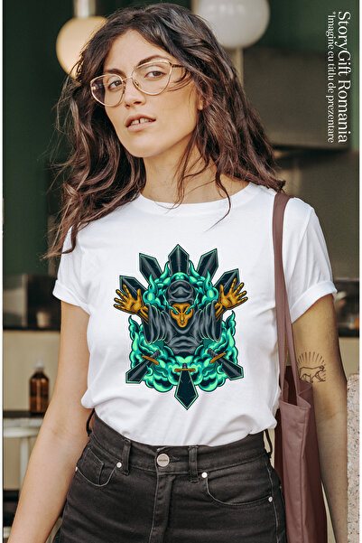 StoryGift Romania Tricou Femei Cu Sabii, Magician, Flacari, Fantasy, Luptator, Multicolor cu impr WHT_XL