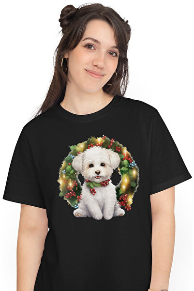 StoryGift Romania Tricou Femei cu un catel cu blana alba, ilustratie, vesel, ...