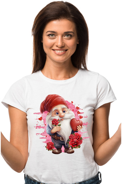 StoryGift Romania Tricou Femei cu un pitic cu barba lunga care tine o inima i...