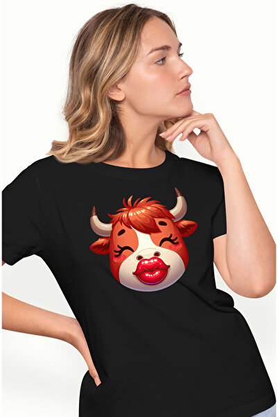 StoryGift Romania Tricou Femei cu o femela zimbru care da un pupic, ilustrati...