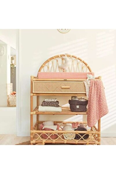 Jollein Husă din bumbac organic pentru saltea de înfășat, lemn de trandafir, Jollein