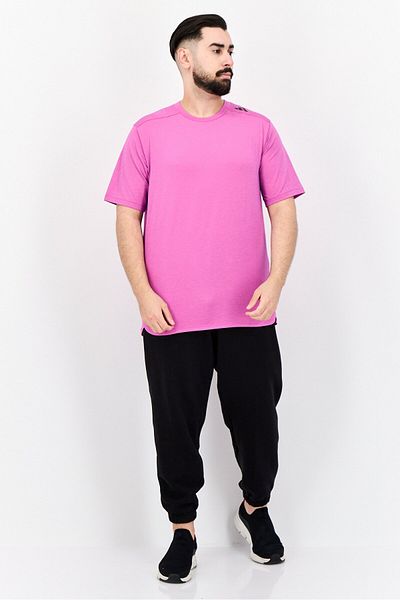 adidas Men Slim Fit Short Sleeve Training T-shirt, Dark Pink