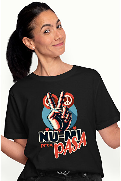 StoryGift Romania Tricou Femei nu mi prea pasa, semnul pace, relaxare cu impr...