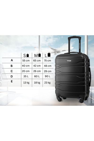 zagatto ® Troler de cabină Zg503 C, 35l, 55x40x20 cm, negru, 4 roți la 360°, compatibil cu Ryanair/Wizz Air
