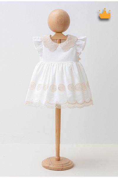 Mymio 0-24 Months 100% Cotton Baby Girl Child Lace Embroidered Crinkle Vintage Summer Holiday Dress 4289