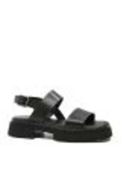 Dogati women's sandals with platform, black natural leather MIR 9586
