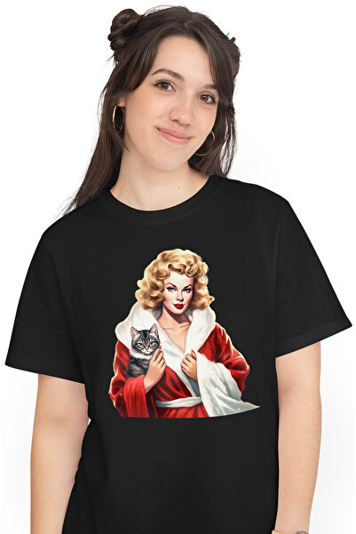 StoryGift Romania Tricou Femei cu o femeie care tine o pisica, ilustratie, bl...