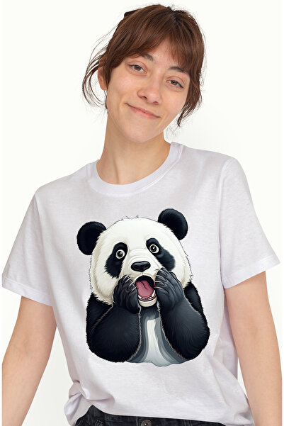 StoryGift Romania Tricou Femei cu un urs Panda care a ramas cu gura cascata, ...