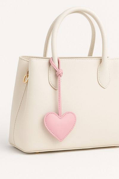 ELMATOLYE Heart Shaped Leather Bag Charm |   Handmade Stylish Accessory Gift Option