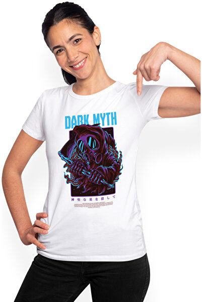 StoryGift Romania Tricou Femei Cu Fantoma Moartea Cu Coasea Si Masca anti Gaz, Text In Engleza Dar WHT_L