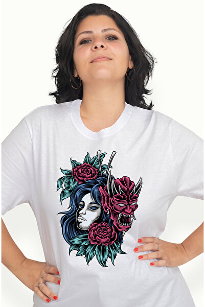 StoryGift Romania Tricou Femei Cu Monstru, Femeie, Cap De Demon, Flori, Frunz...