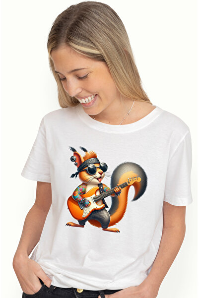 StoryGift Romania Tricou Femei cu o veverita care canta la chitara, tatuata, ...