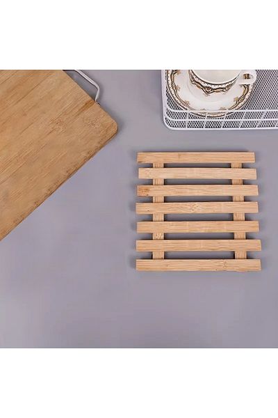 isometric Μπαμπού Ξύλινη Παλέτα Μοτίβο Τασάκι, Βάση Τσαγιού, Βάση Μαγειρικής και Τηγανιού