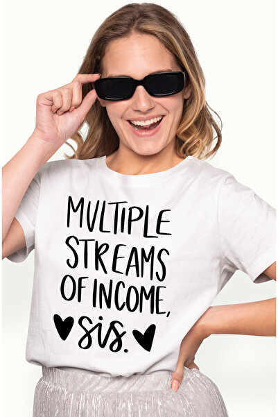 StoryGift Romania Tricou Femei cu inimioare si mesajul "Multiple streams of i...