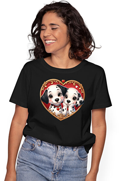 StoryGift Romania Tricou Femei cu o catelusa si un catel, ilustratie, Dalmati...