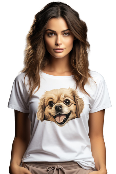 StoryGift Romania Tricou Femei cu un catel vesel, ilustratie, pentru iubitori...