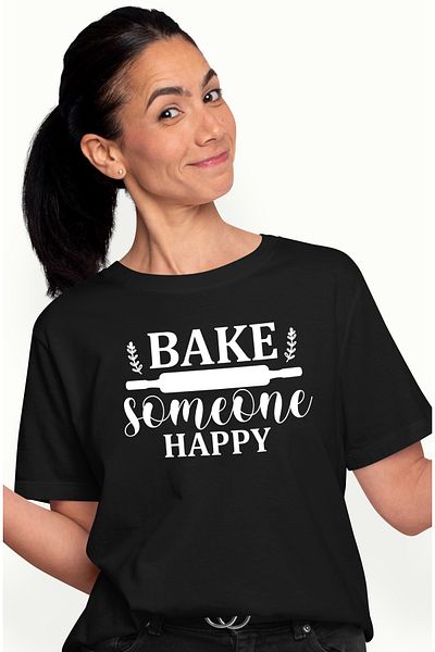 StoryGift Romania Tricou Femei cu mesaj care te indeamna sa faci pe cineva fericit cu imprimeu pe BLK_S